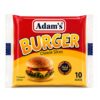 Adams Burger Cheese Slices pack containing 10 slices, creamy cheese slices designed for burgers, sandwiches, wraps, and quick meals.