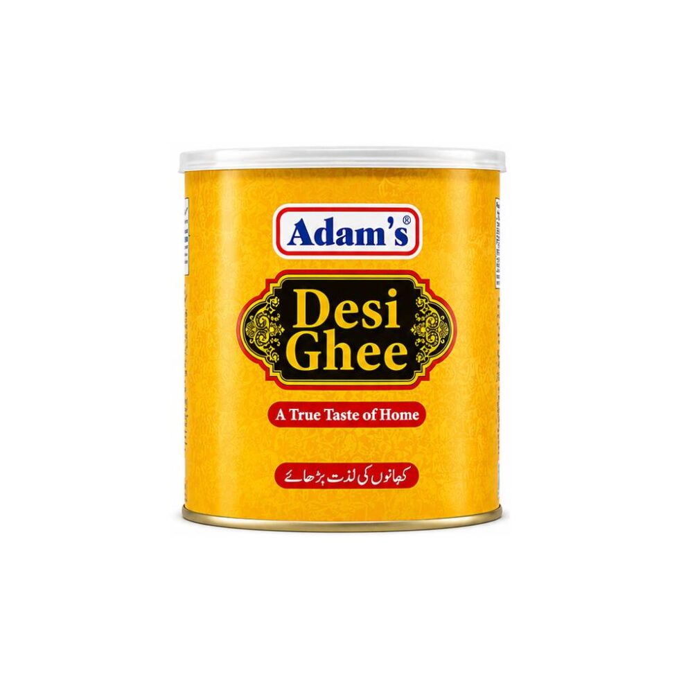 Adams Desi Ghee 500g pack, premium-quality traditional ghee with rich aroma and authentic taste, suitable for cooking, frying, baking, and traditional meals.