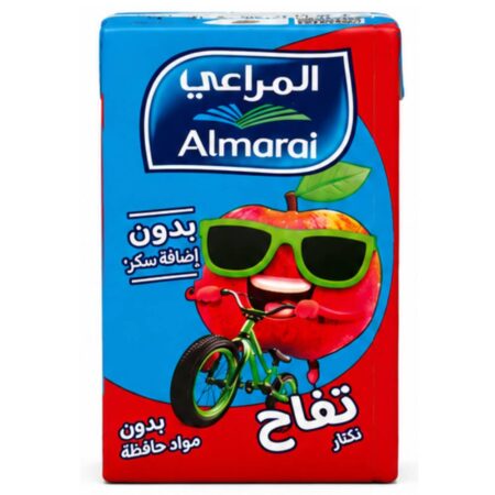 Almarai Apple Juice 140ml carton pack, refreshing apple-flavored fruit juice drink, ideal for lunchboxes, travel, and everyday enjoyment.