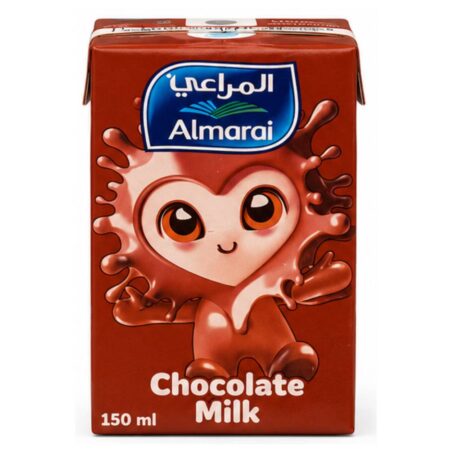 Almarai Chocolate Flavoured Milk 150ml carton pack, creamy chocolate milk drink with a rich and smooth taste, ideal for school, travel, and everyday enjoyment.