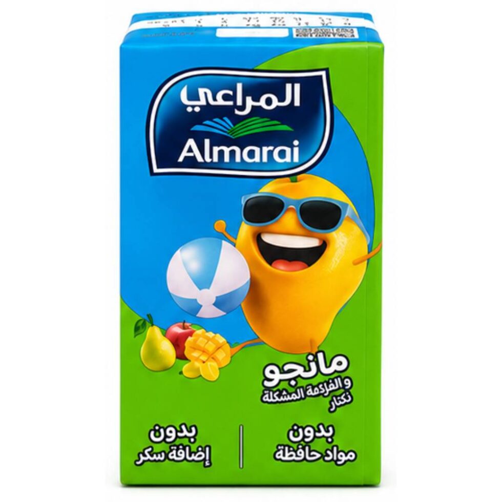 Almarai Mango Mixed Fruit 140ml carton pack, refreshing fruit juice drink with a delicious blend of mango and mixed fruit flavors.