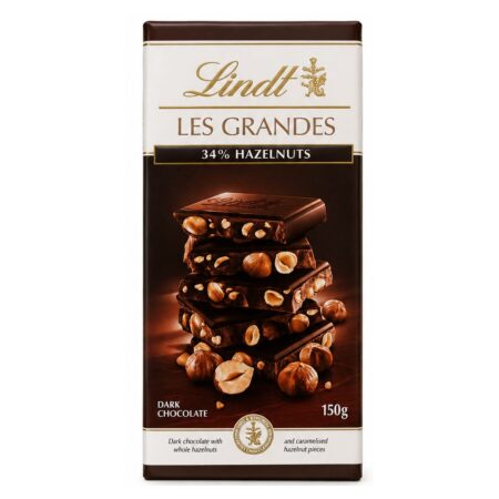 LINDT LES GRANDES 34, HAZELNUTS DARK CHOCOLATE 150g