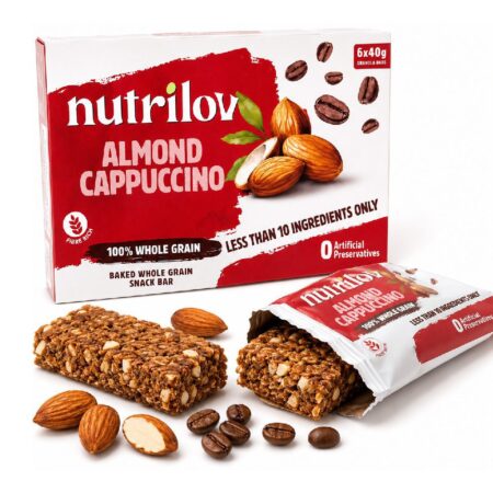 NUTRILOV ALMOND CAPPUCCINO BAKED WHOLE GRAIN ENERGY BAR