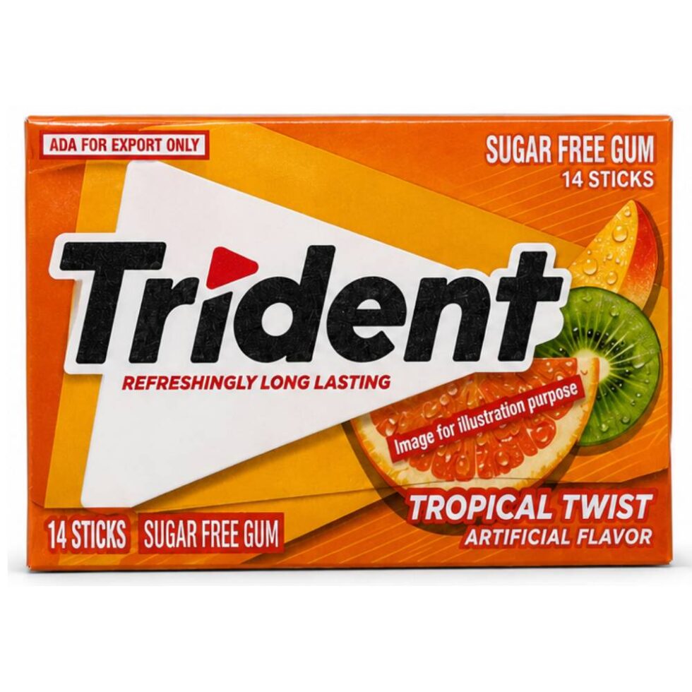Trident Tropical Twist Sugar Free Gum (14 Sticks)