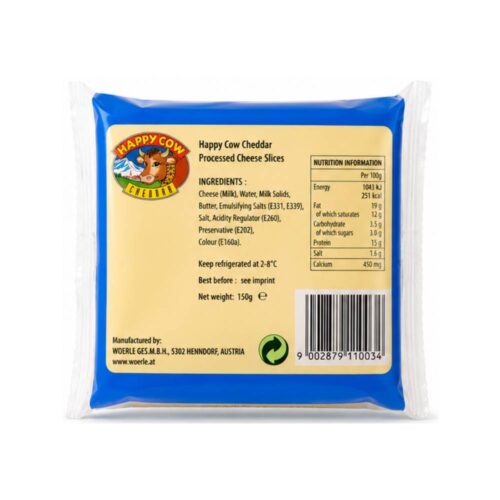 Happy Cow Cheese Slice Cheddar Yellow 150g