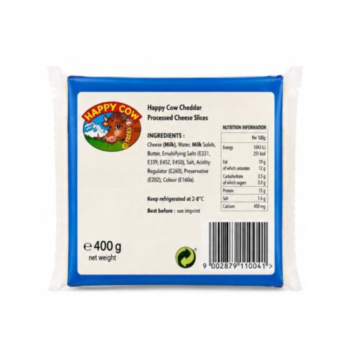 Happy Cow Cheese Slice Cheddar Yellow 24s 400g