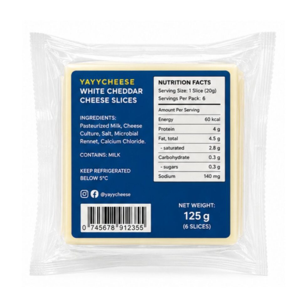 Yayy Cheese White Cheddar Slice 125g