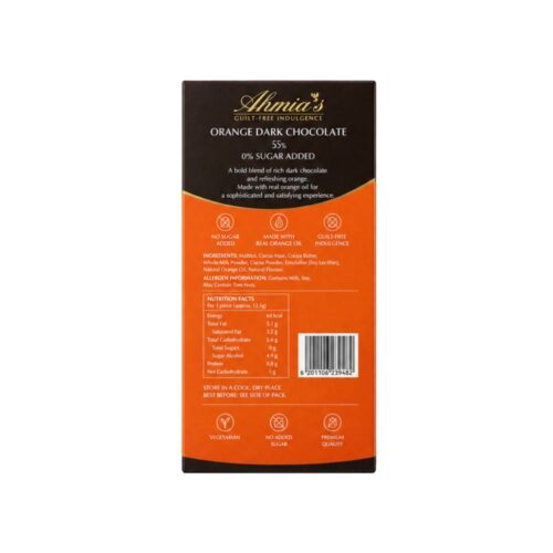Ahmias Sugar Free Orange Dark Chocolate 55% 75g