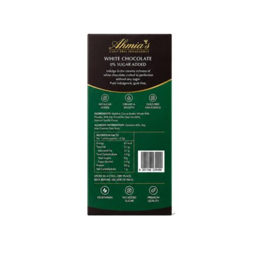 Ahmias Sugar Free White Chocolate 75g