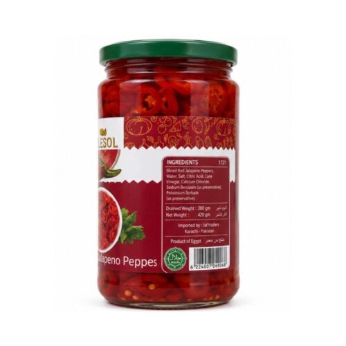 Delesol Sliced Red Jalapeno Peppers 420g