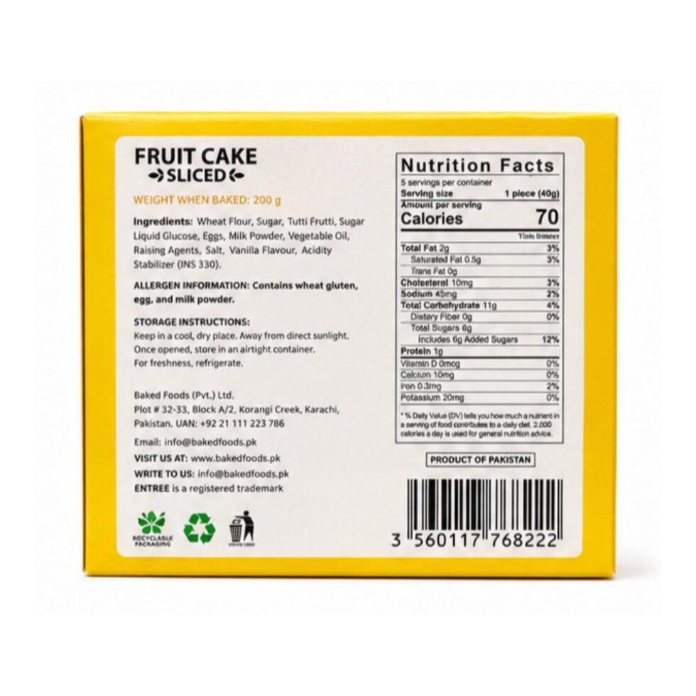 Entree Fruit Cake Slice