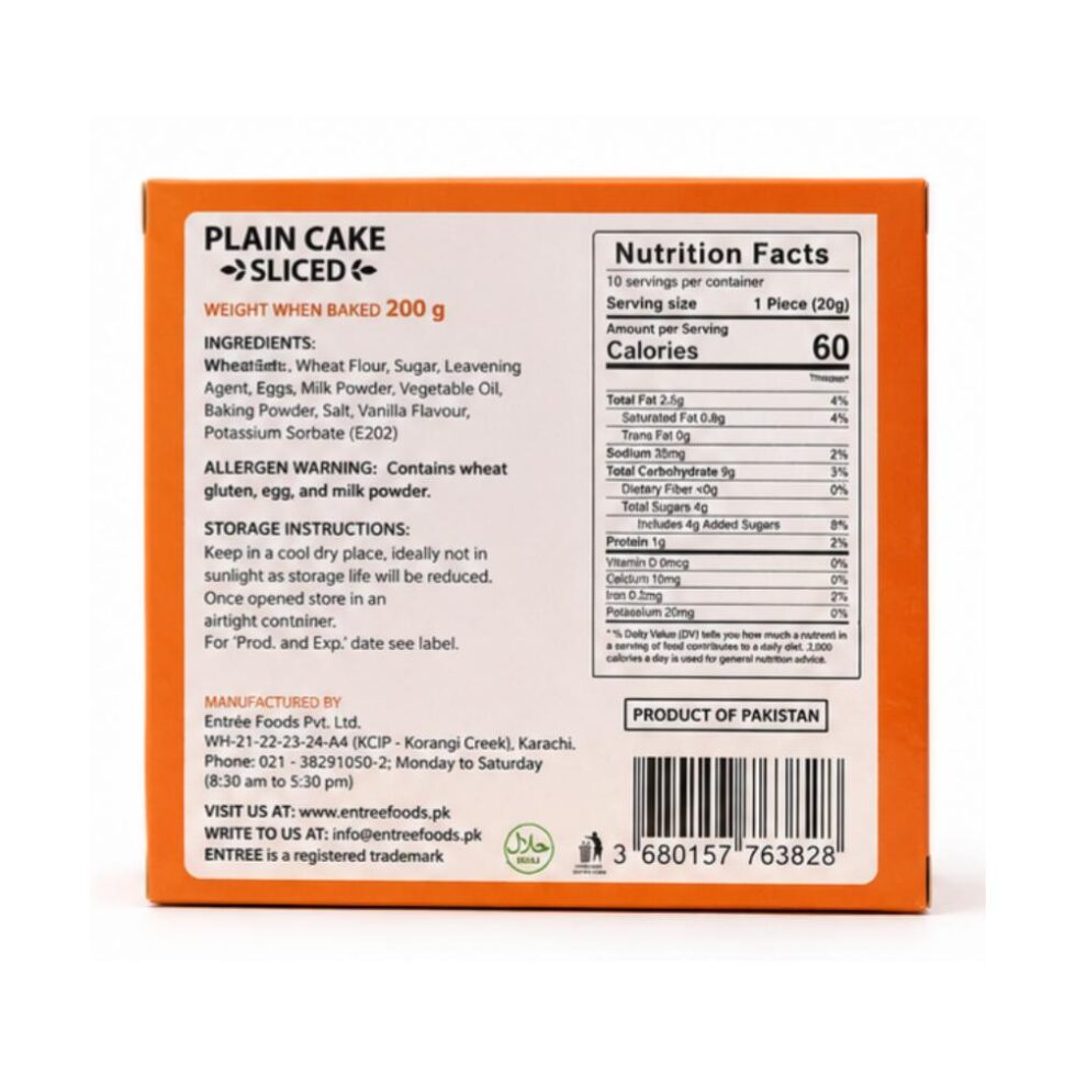 Entree Plain Cake Slice