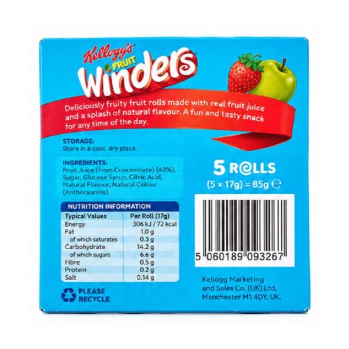 Kelloggs Fruit Winders Apple & Strawberry 5x17g