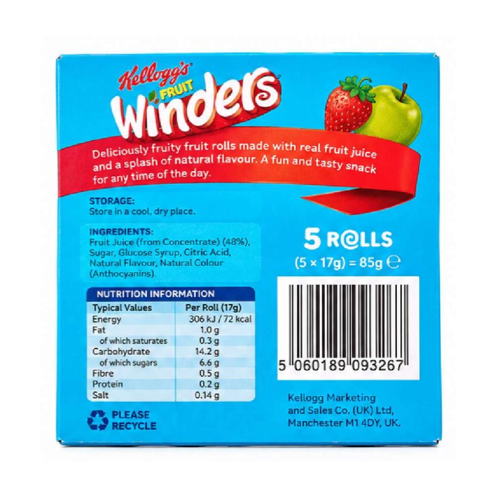 Kelloggs Fruit Winders Apple & Strawberry 5x17g