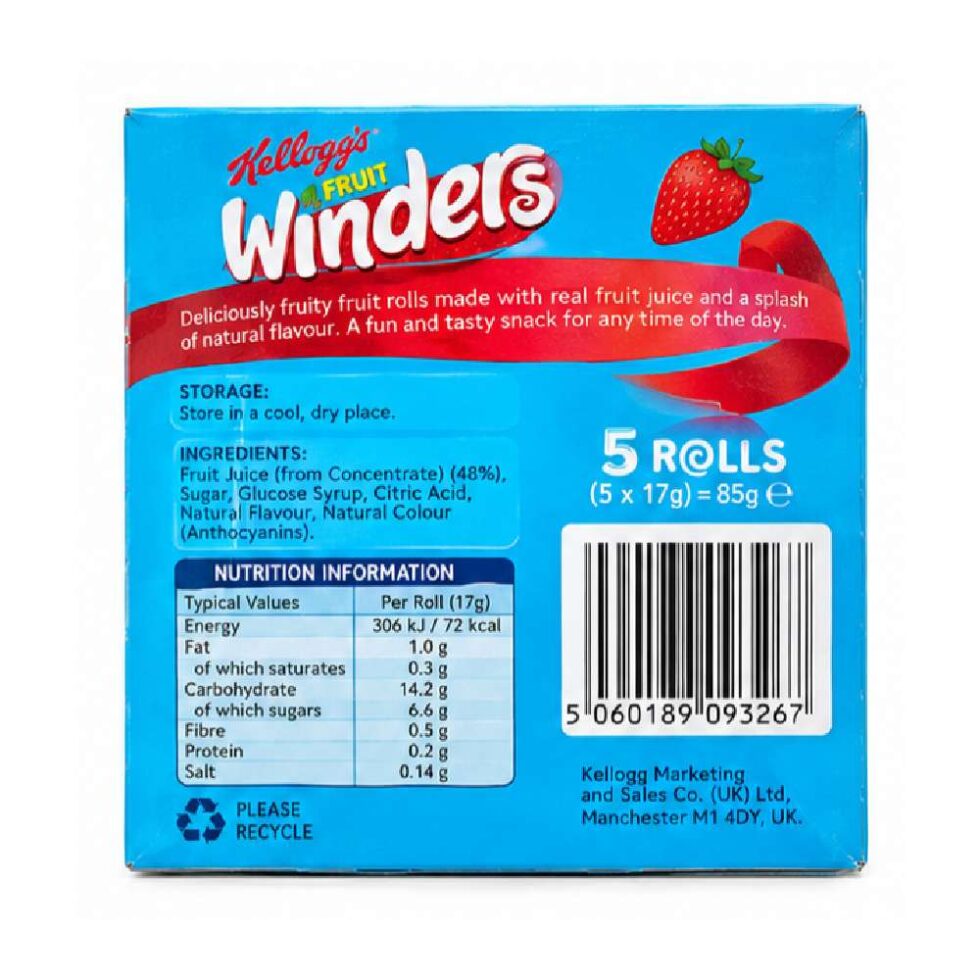 Kelloggs Fruit Winders Strawberry 5x17g