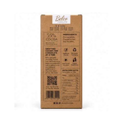 Belco Chocolate 55% Cocoa Bar 40g