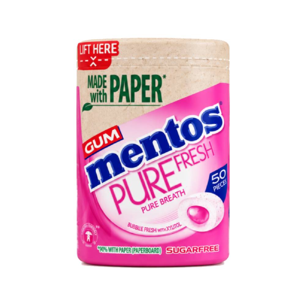 Mentos Pure Fresh Bubble Sugar Free Gum 50s Jar 100g