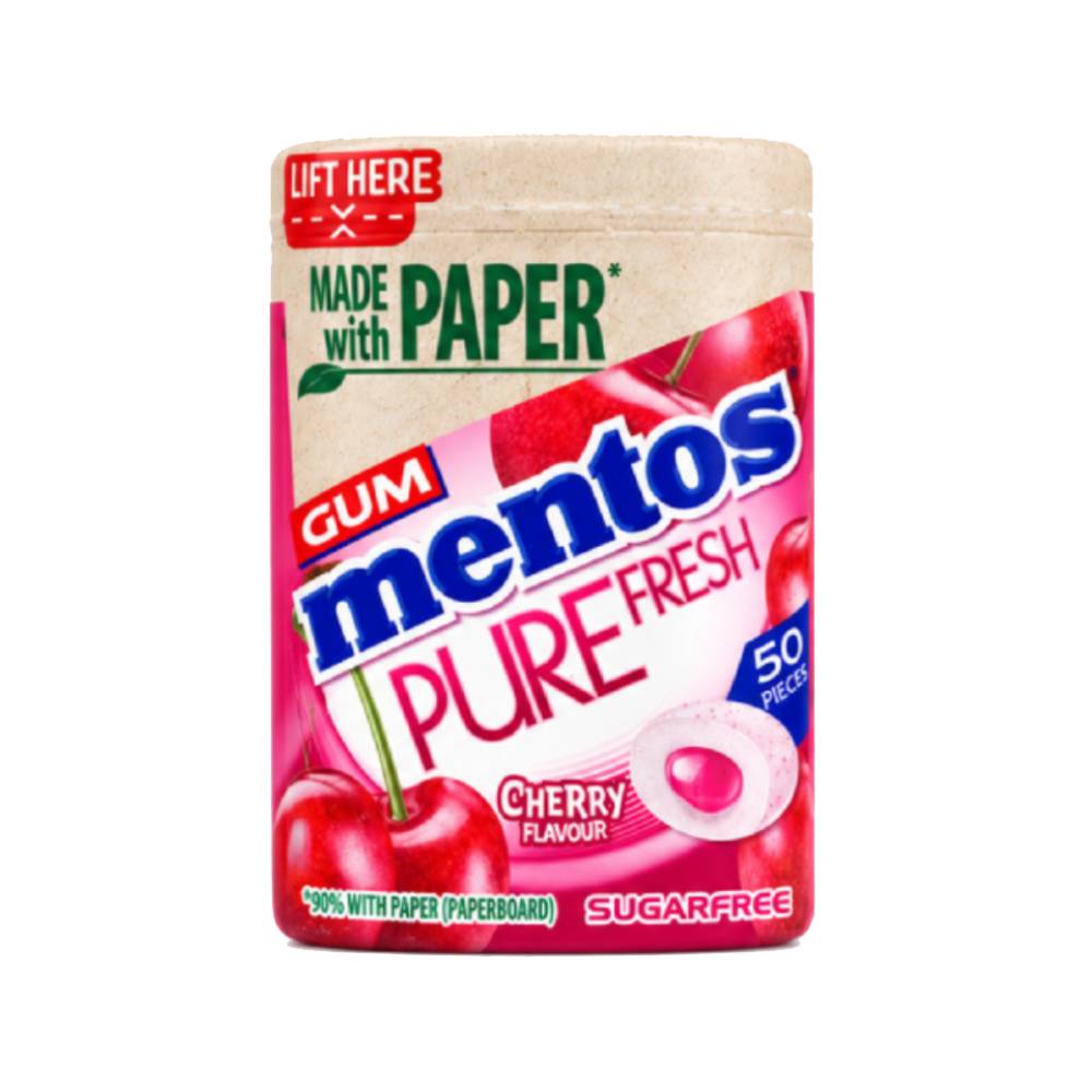 Mentos Pure Fresh Cherry Sugar Free Gum 50s Jar 97g